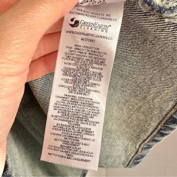 Self Portrait Crystal Diamante Embellished Denim Mini Dress - Picture 8 of 8